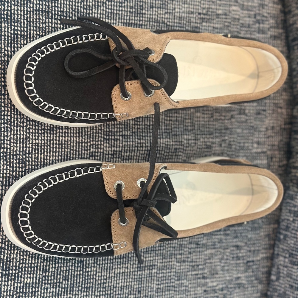 CHANEL moccasins loafers dark grey 2 tone - Picture 3 of 9